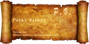 Petki Vitold névjegykártya